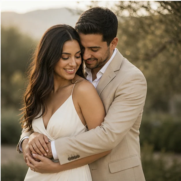 Detalle romántico de la pareja