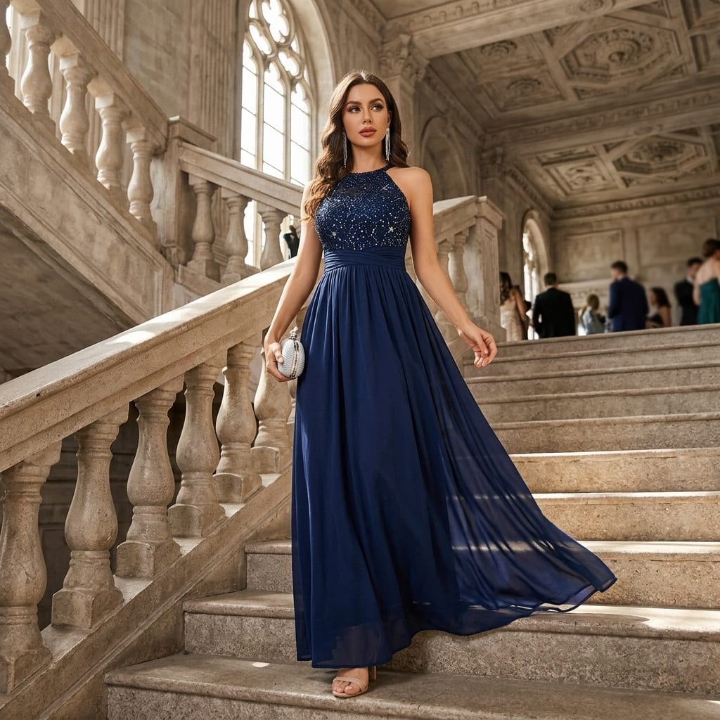 Vestido largo azul